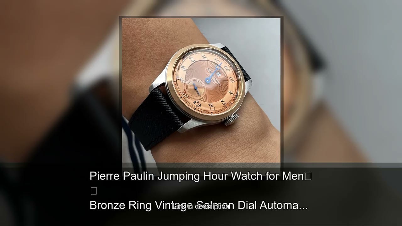 Pierre Paulin Jumping Hour Watch for Men Bronze Ring Vintage Salmon Dial Automatic Watches Relo
