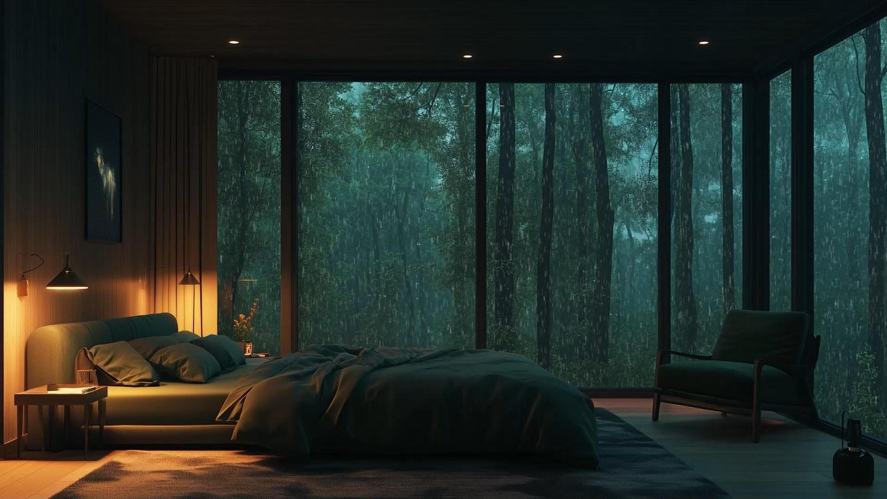 Rain Falling Outside the Bedroom Window | Forest Night Ambience