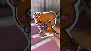 Kawaii bear with flower 🌸🐻✨ cute sticker #shorts # stickers