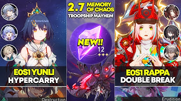 NEW Memory of Chaos 12 | E0S1 Yunli Hypercarry & E0S1 Rappa Double Break | Honkai Star Rail 2.7