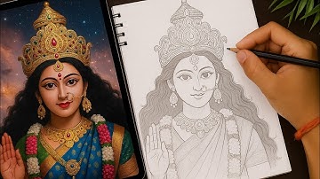 Very easy maa Durga drawing 😨/ outline drawing tutorial step by step for beginner/ ashico art Chitra