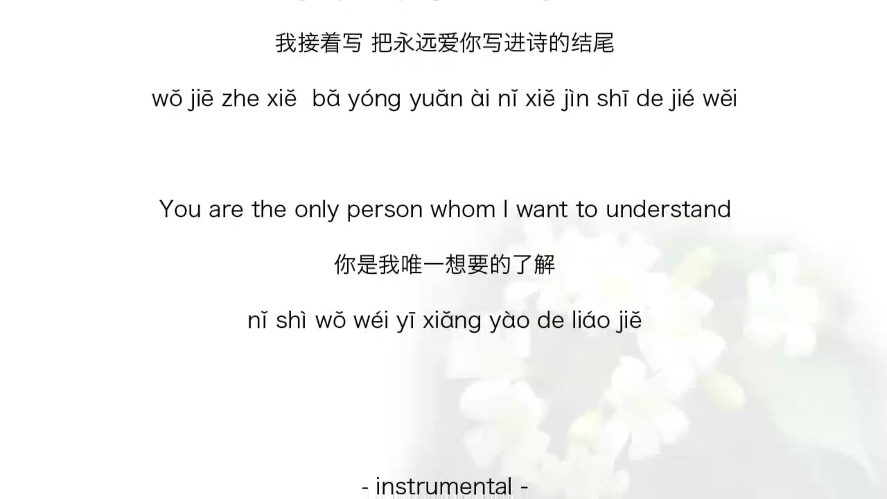 Jay Chou - Orange Jasmin 周杰倫【七里香】Pinyin Eng Lyrics