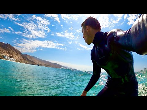 "There's a SHARK next to you!" POV Malibu Surfing