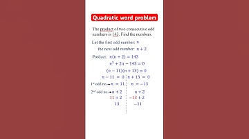 Quadratic word problem |Consecutive odd numbers