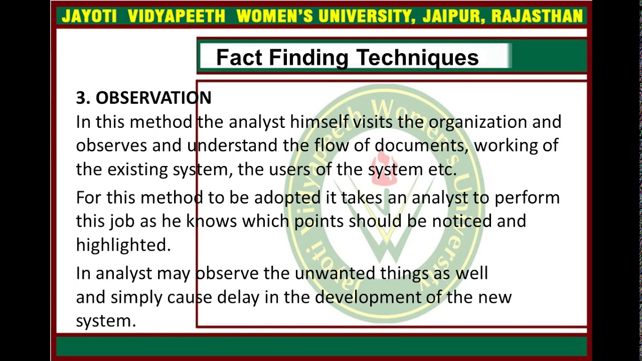 Jayoti Vidyapeeth - FACT FINDING TOOLS - YouTube