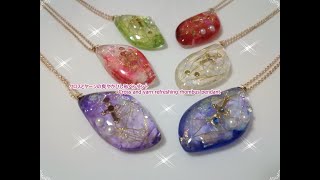 【レジン】クロスとヤーンの爽やかなひし形ペンダント【resin: Cross and yarn refreshing rhombus pendant】