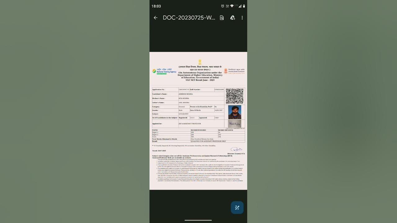 UGC NET qualified, UGC NET geography Mark, net jrf jrf2023 NET score