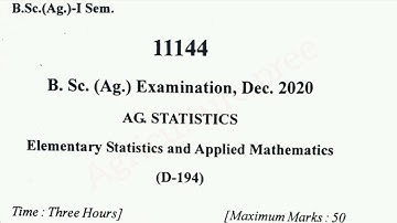 Bsc Agriculture 1st year Maths paper 2020|bsc agriculture previous year maths paper, questions,CCSU