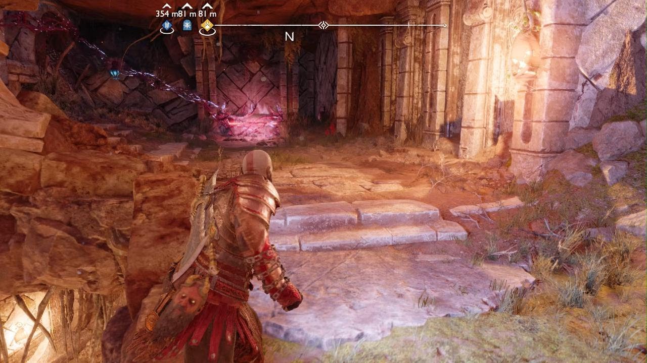 God of War Ragnarök Red chest covered in vines in Vanaheim YouTube