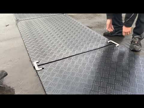 Verlegung von Fahrplatten als Fahrspur mit Schnellverbidnern