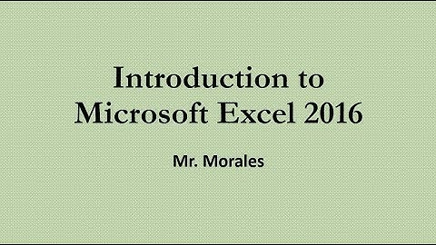 Introduction to Microsoft Excel 2016