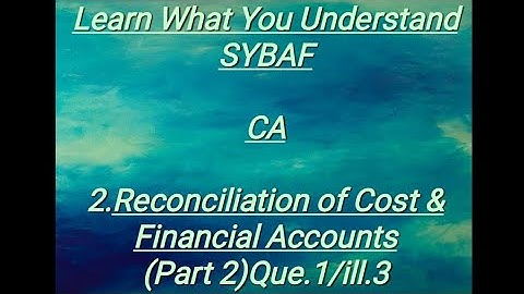SYBAF Sem III CA Module 2.Reconciliation of Cost & Financial Accounts (Part 2) Que. 1/ill.3