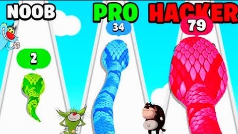 NOOB vs PRO vs HACKER In SNAKE RUN RACE | iOS,Android Walkthrough Games