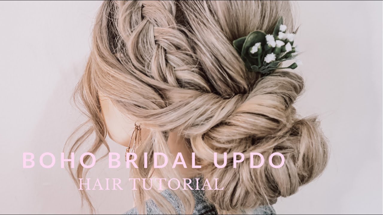 Boho Low Updo with a Fishtail| Tutorial | Step by Step| Bridal Hair