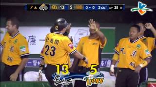 20130718 CPBL 象 VS. 獅 7上 高國慶漏球又暴傳 再送兄弟2分
