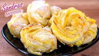 Blätterteig Muffins mit Eierlikör-Puddingcreme | in 10 min ofenfertig