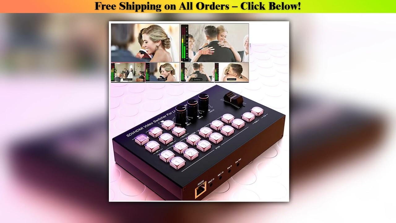 4K Video Mixer Switcher 4 CH HDMI Multi Camera Streaming Live Production Broadcasting Station