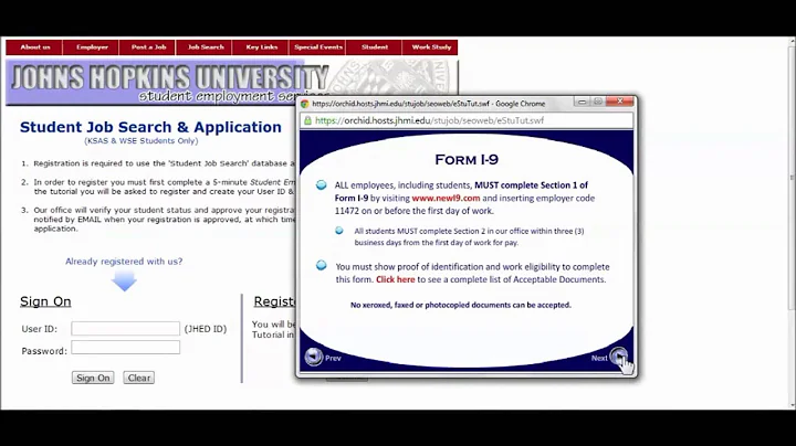 Registering with JHU Student Employment Services