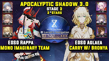 E0 Rappa Carry W/ Sunday & E0 Aglaea F2P Carry (3 Stars) Apocalyptic Shadow 3 Honkai Star Rail 3.0