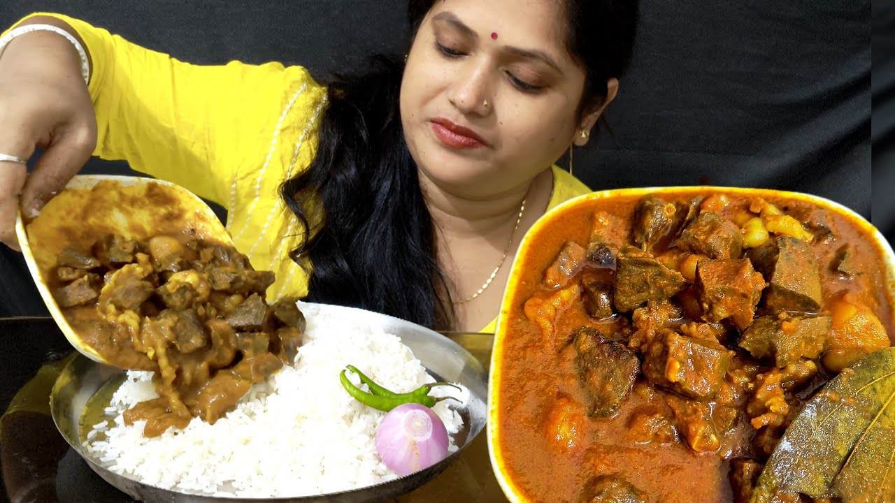 Extreme Spicy🔥 Mutton Lungs Curry 😍🥵 With Huge Rice🤤Bigbites (Eating Show)