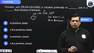 Cinnamic acid (Ph–CH=CH–COOH) is nitrated preferably at________ and it is ________ th...