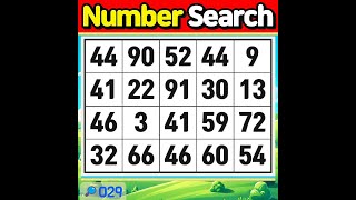 NumberSearch. Brain exercise quiz for seniors.【Memory | Concentration | Brain training】#029