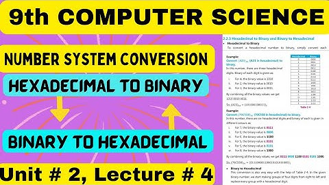 Hexadecimal to Binary | Binary to Hexadecimal | 9th computer science new book chapter 2