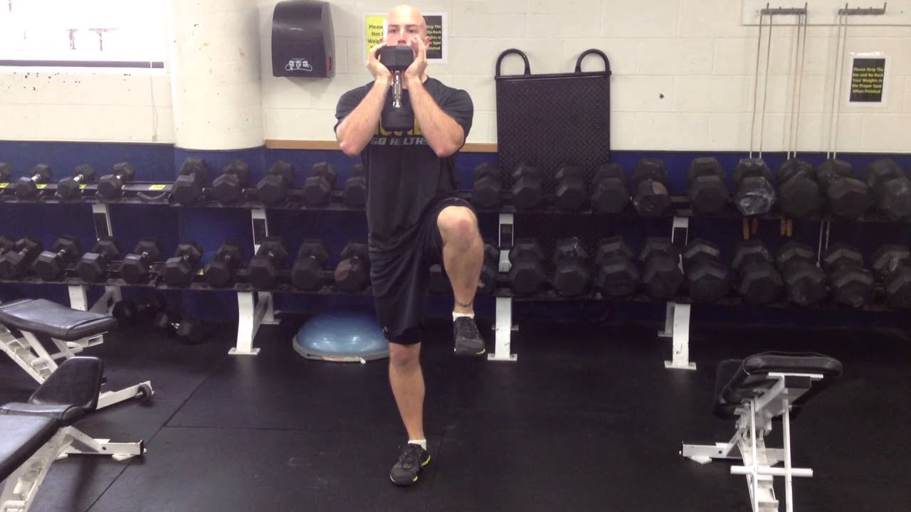 Dumbbell Goblet Squat to Single Leg Balance - YouTube