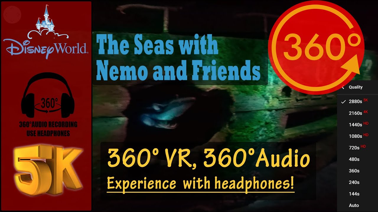 [5K 360° | 360° Audio] The Seas with Nemo and Friends Immersive VR POV ASMR - Epcot, Disney World