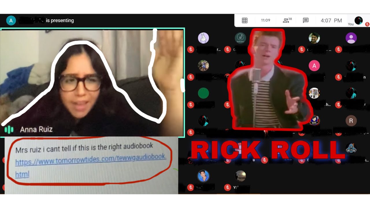 Me accidentaly sending Rick roll link to teacher Teacher gets