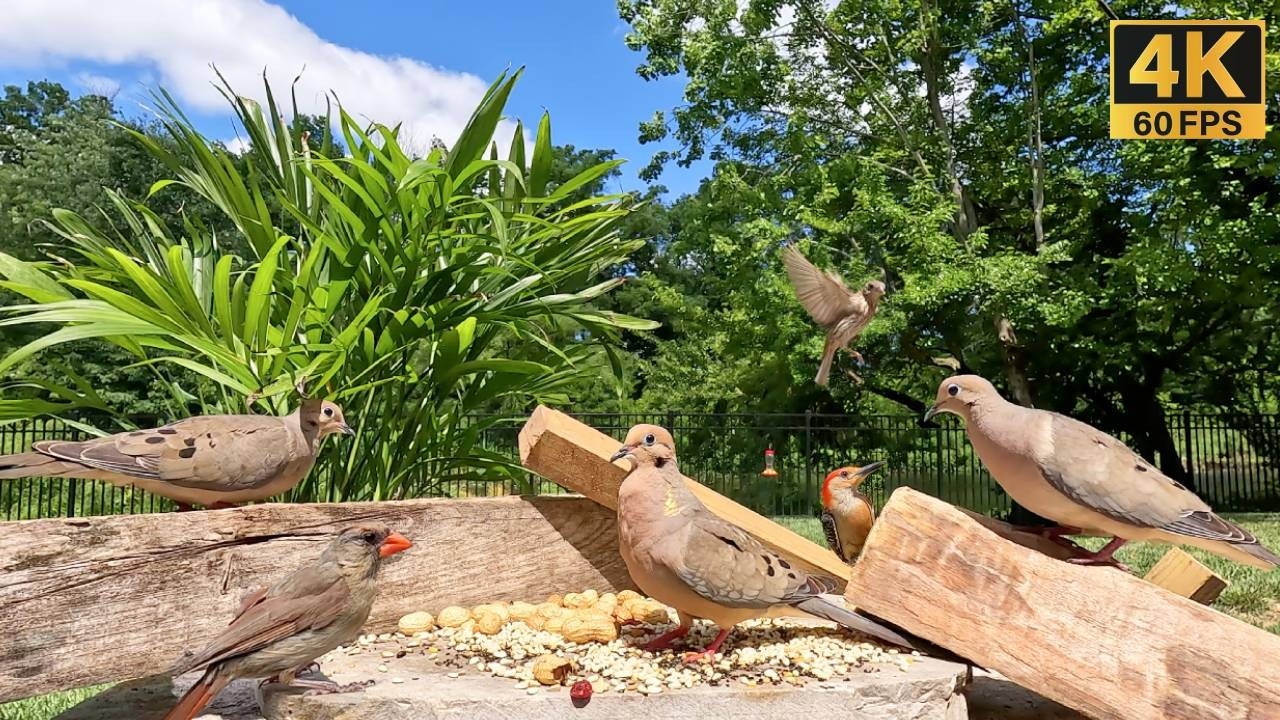 Cat TV for Cats to Watch 😸Mourning Doves, Squirrels and Cute Birds 🐿️ Birds for Cats to Watch