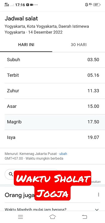 Waktu Sholat Jogja Hari Ini