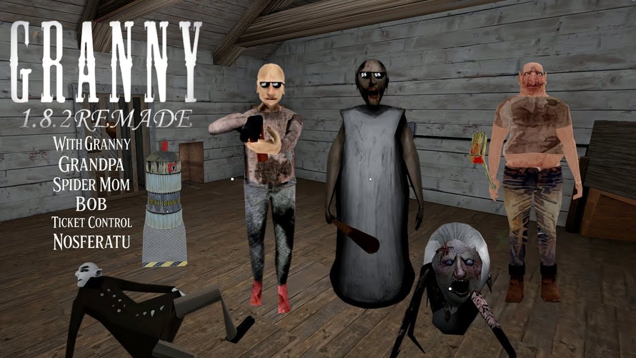 Granny 1.9 Remade With Bob, Granny, Grandpa, Spider Mom, Ticket Control, Nosferatu Full Gameplay