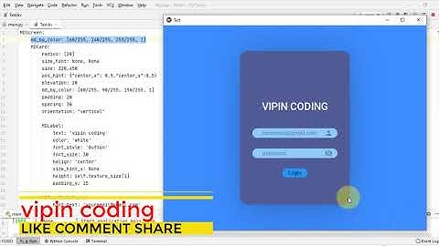 How To Create A Simple Login Page Using KivyMD | KivyMD | vipin coding #7