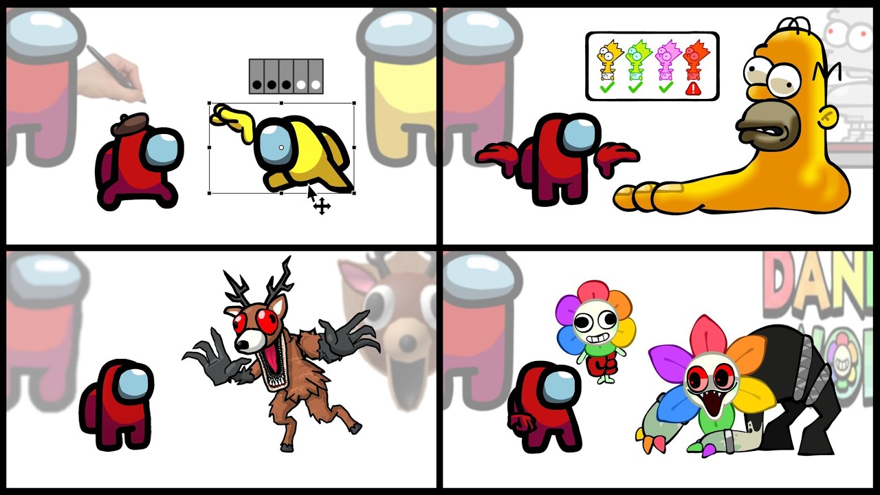 Mini Crewmate Kills Italian Brainrot Characters - Part 1-4 | Among Us