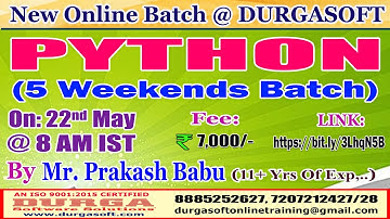 PYTHON (5 Weekends Batch) Online Training @ DURGASOFT