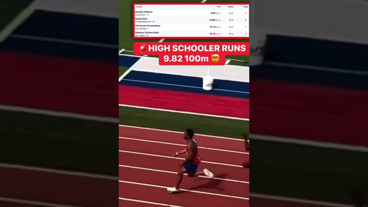 Braden Williams from Duncanville High School runs 9.89 in 100mm at Region 2 UIL Trackmeet #track