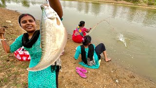 Hook Fishing Video🎣🎣| Big fishes catching by Two Village Woman #hook_fishing #fishing_video #fishing