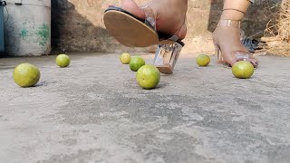 ASMR Lemon 🍋 Crushing By Transparent Heels Feet//Crushing fruit//Indian Feet.@The Bong Lady95