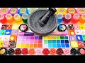 Satisfying mixing makeup cosmetics glitter beads squishy balls into clear slime gogo asmr