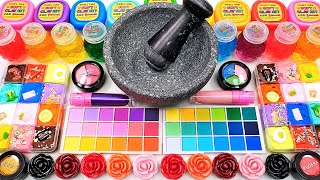 Satisfying Video Mixing Makeup Cosmetics Glitter Beads Squishy Balls into Clear Slime GoGo ASMR