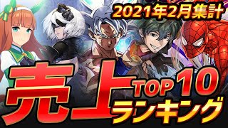 【スマホゲーム】2021年2月ゲームアプリ売上ランキングベスト10！【セルラン】