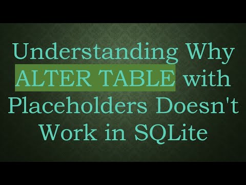 Understanding Why ALTER