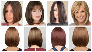 Most beautiful & Papular straight chin length haircuts for women's #viral #trending #shorthaircut