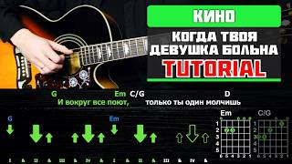 Как играть Кино - Когда Твоя Девушка Больна на гитаре (Соло + Ритм)! Разбор (табы, аккорды и бой)