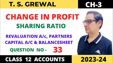 CHANGE IN PROFIT SHARING RATIO T.S.Grewal Ch-3 Que -33 (Revaluation a/c Capital a/c & Balance Sheet