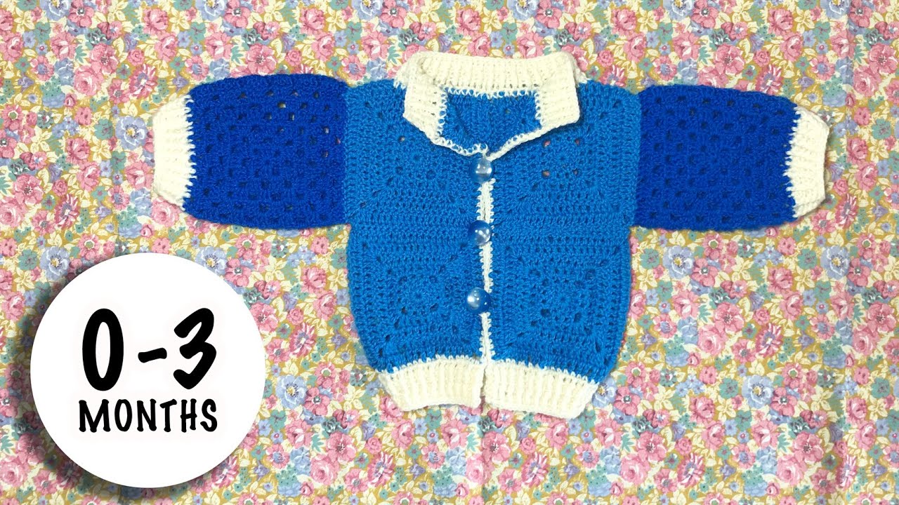 Granny Square Baby Cardigan Crochet Tutorial (0-3 month)
