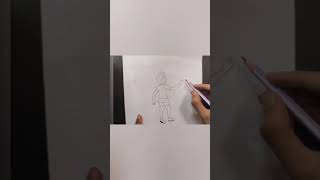 how to draw a boy flying kite #shorts