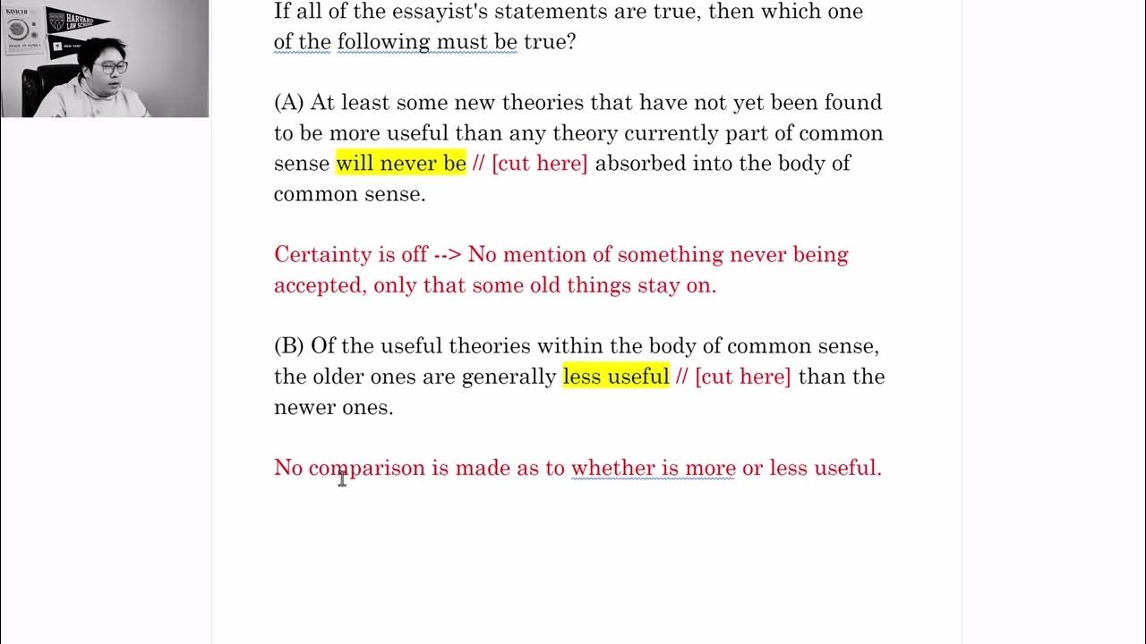 Harvard Law Student & White William & Mary BA Conquer LSAT LR Must Be True PT42 S4 Q26 YouTube