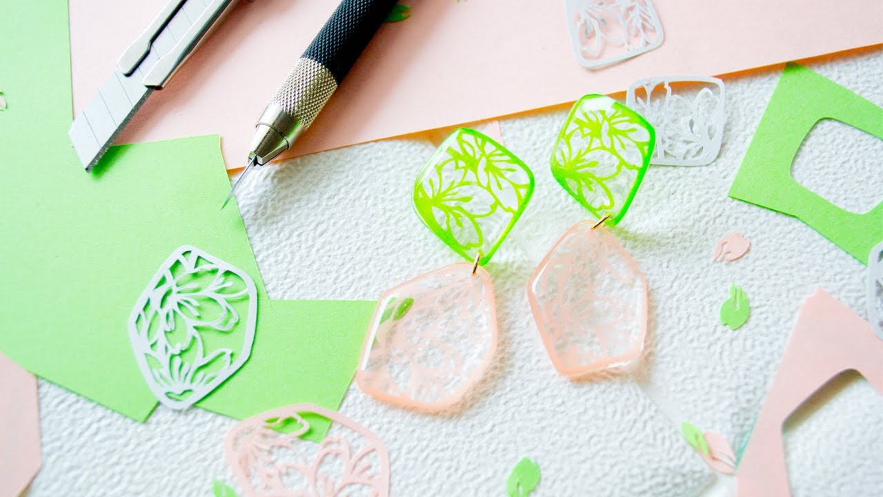 切り絵×レジン】切り絵で作る ふぞろいさくら のピアス＆イヤリング